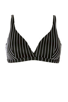 bikinitop met streepdessin zwart