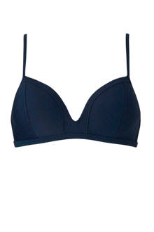 bikinitop met textuur donkerblauw
