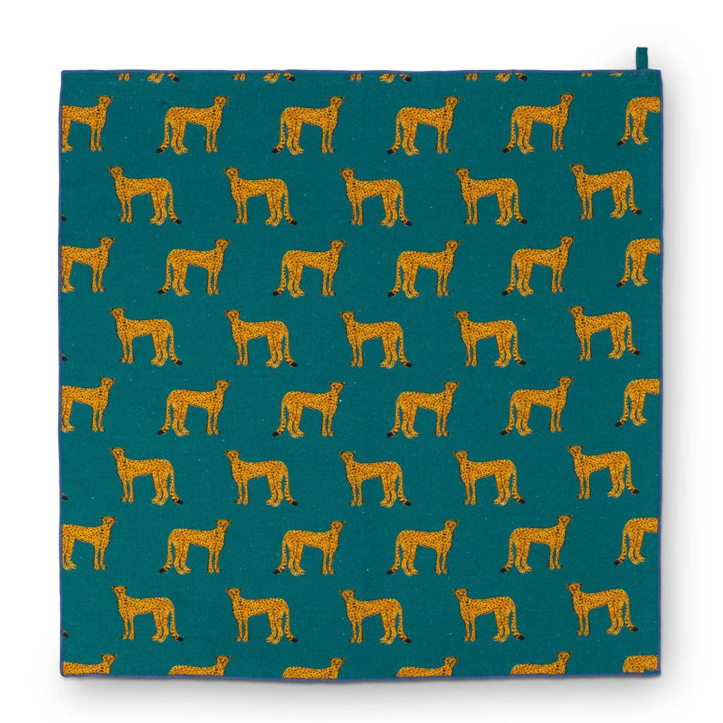 Fabienne Chapot Cheetah theedoek (60x60 cm), Petrol