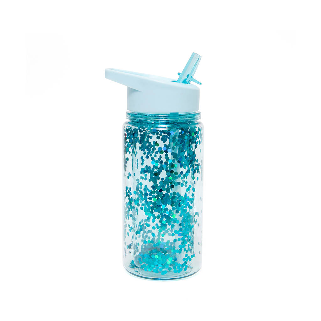 Petit Monkey rietjesbeker (300 ml), Blauw/transparant