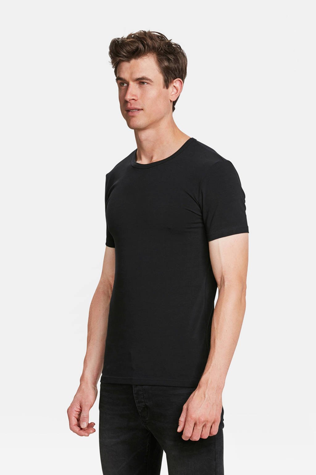 WE Fashion T-shirt zwart  (set van 2), Zwart