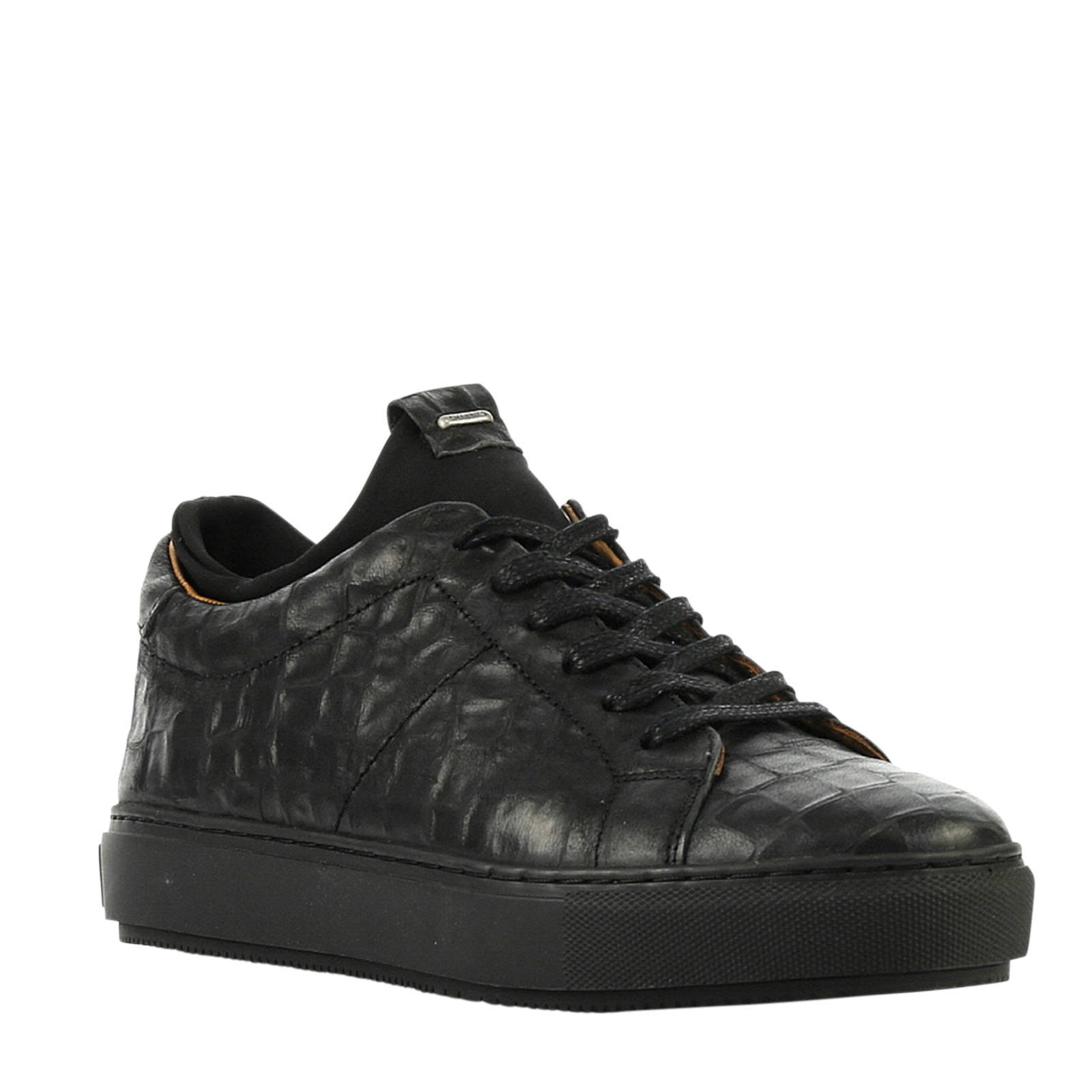 Shabbies Amsterdam leren sneakers zwart | wehkamp