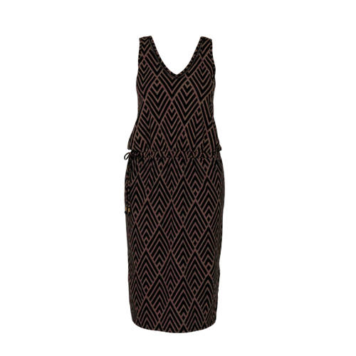 whkmp's beachwave jersey jurk met gerecycled polyester zwart bruin whkmp's beachwave jersey jurk met gerecycled polyester zwart bruin