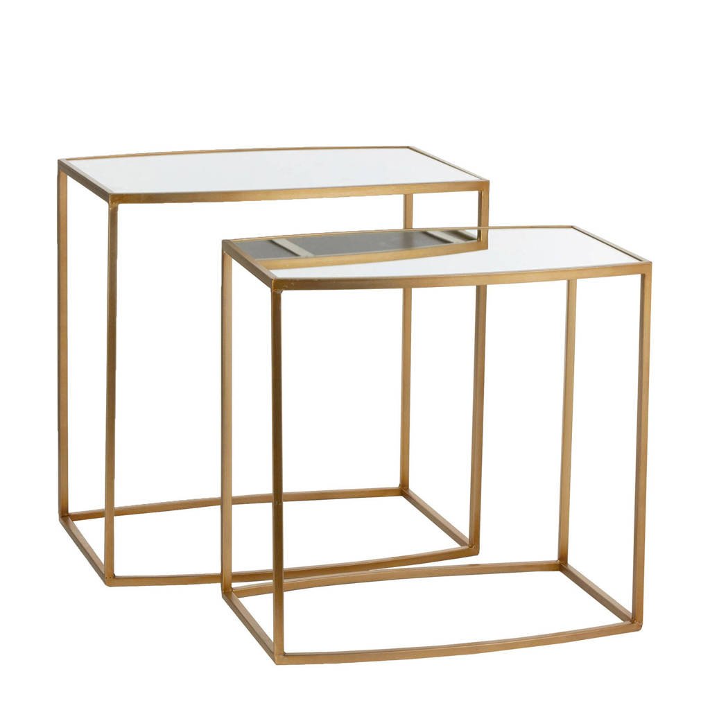 Casa Vivante bijzettafel Libra (set van 2), Verguld metaal