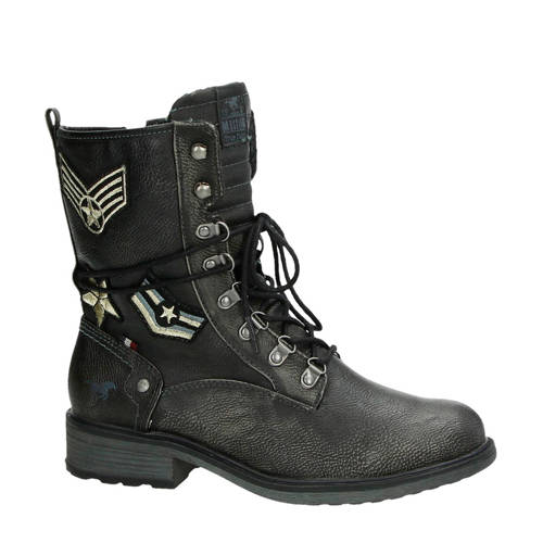 Mustang Veterboots Grijs mustang kopen in de aanbieding Mustang Veterboots Grijs mustang kopen in de aanbieding