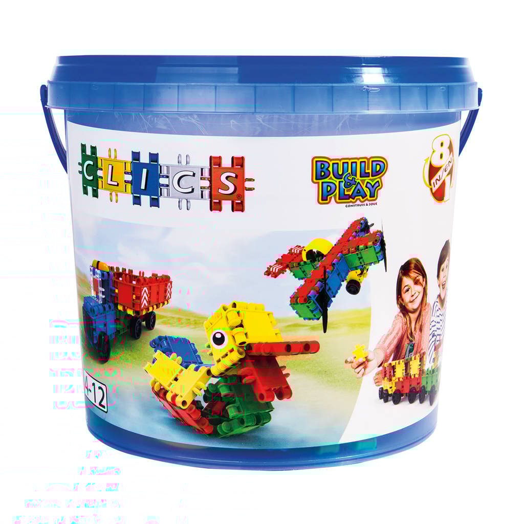 Clics Build & Play bucket 8-in-1 160 stuks