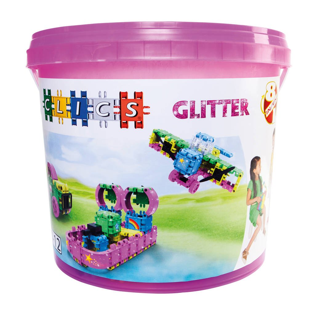 Clics glitter bucket 8-in-1 175 stuks
