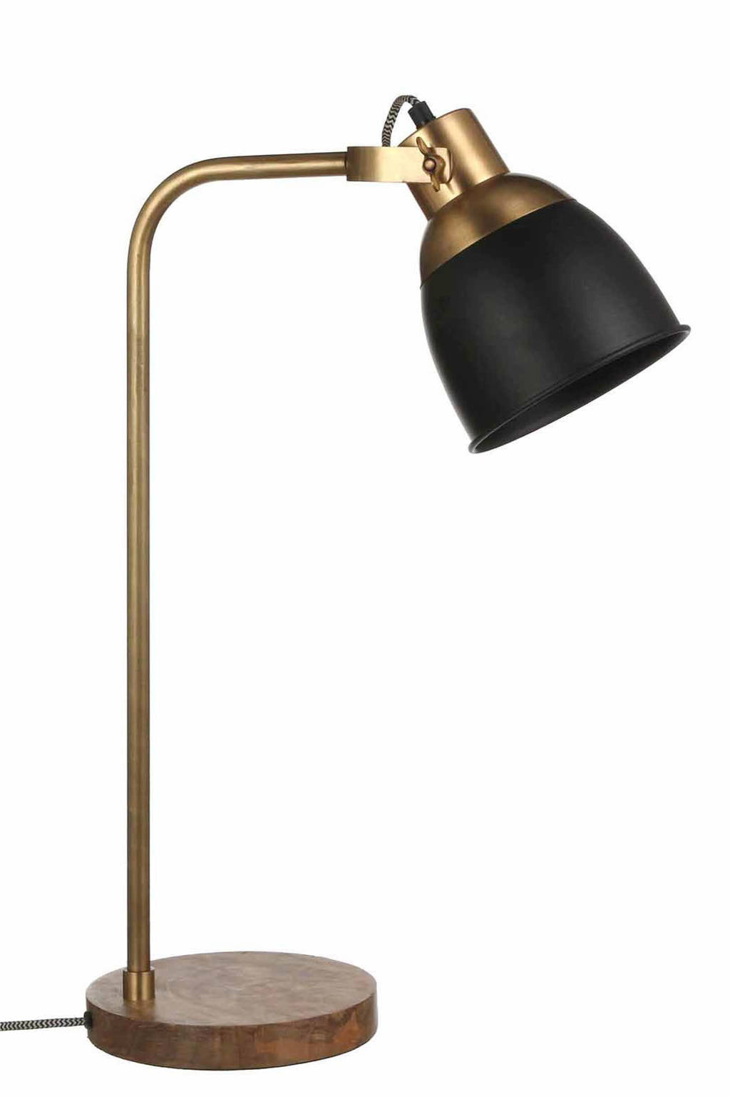 Casa Vivante bureaulamp Jerom, Zwart/messing