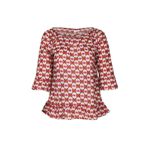 Paprika Top Met Volants En Grafische Print paprika kopen in de aanbieding
