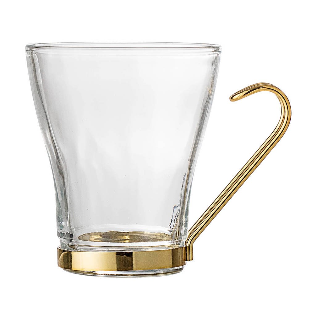 Bloomingville theeglas (Ø8,5 cm), Glas/goud