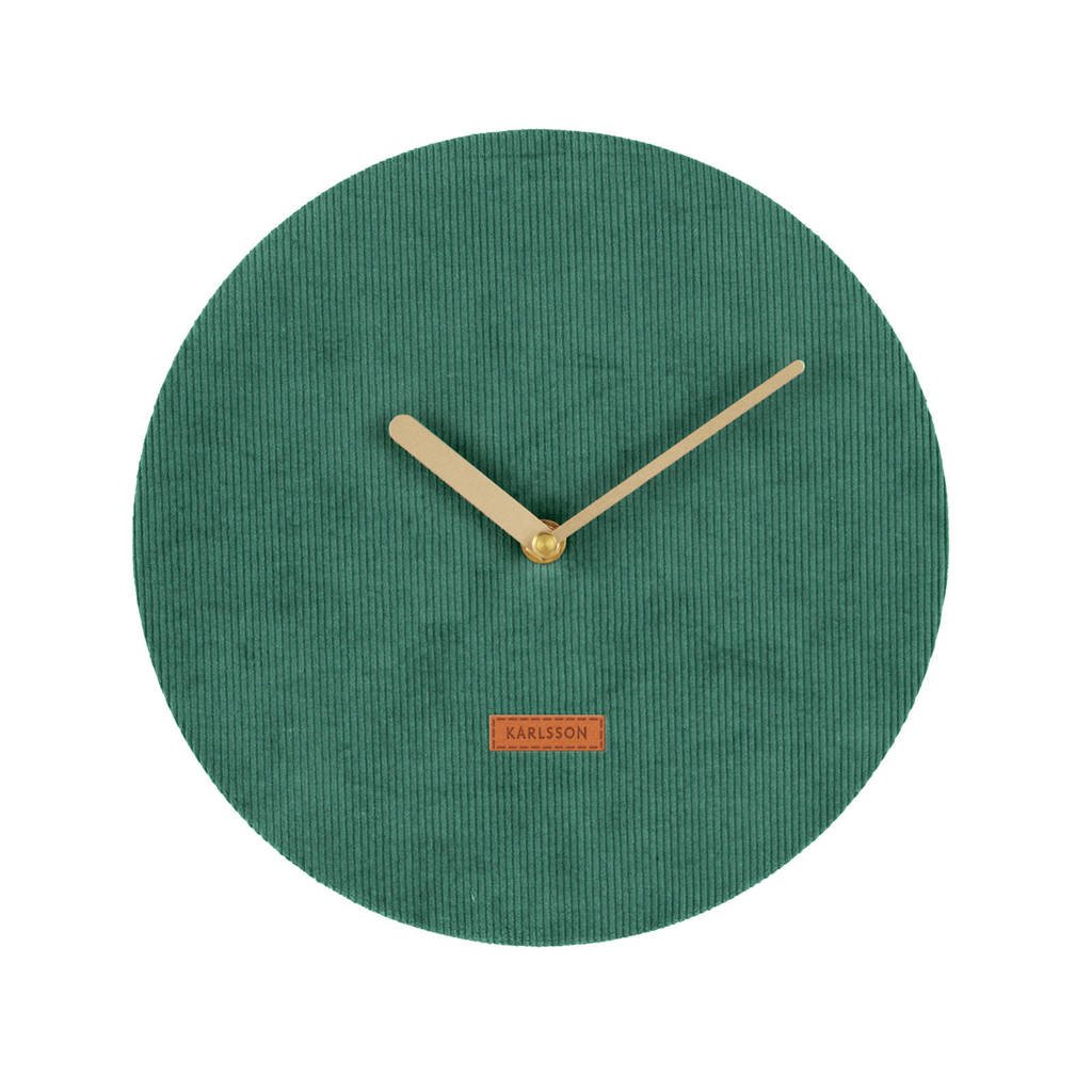 Karlsson Klokken wandklok Corduroy (Ø25 cm), Groen