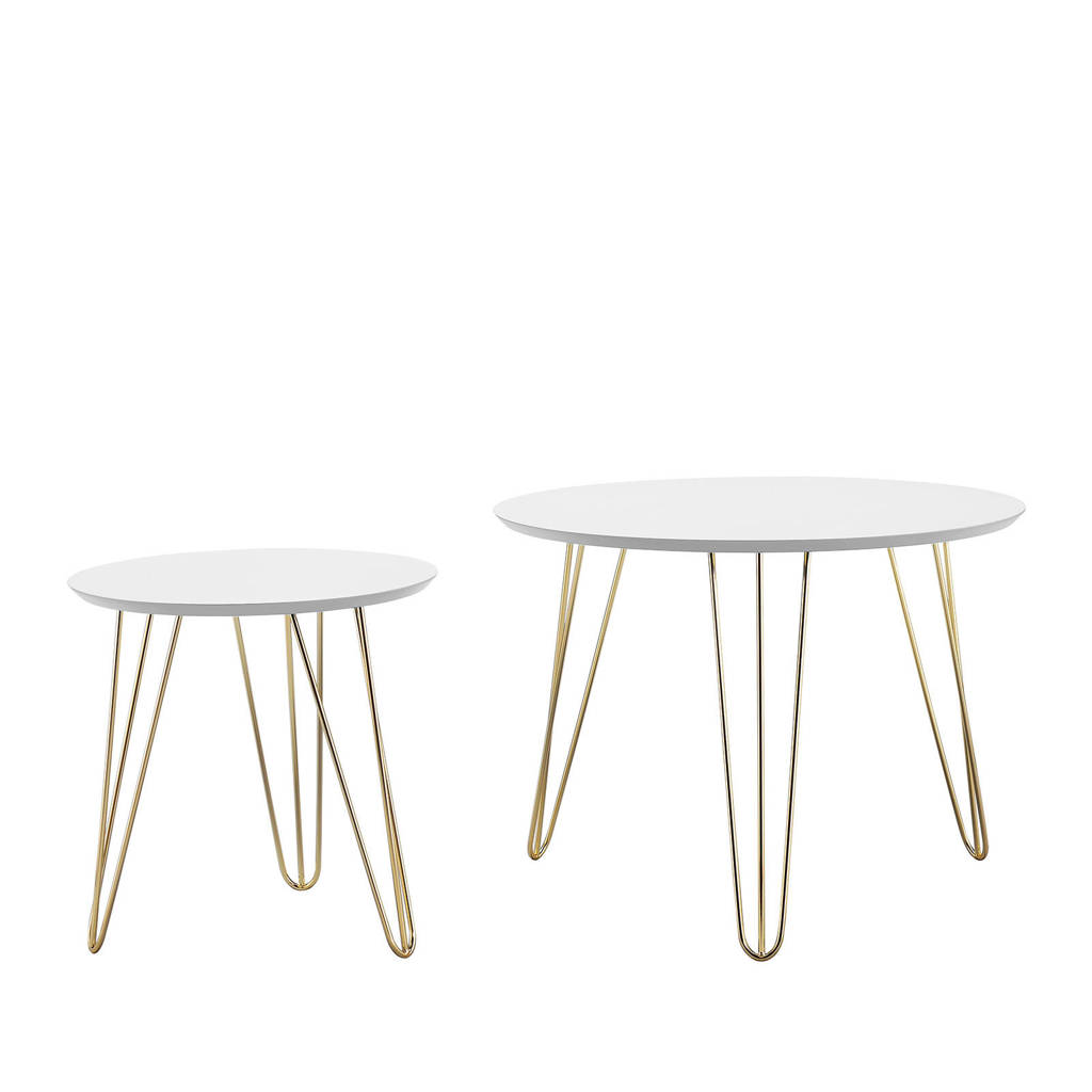 Leitmotiv bijzettafel Spark (set van 2), Wit