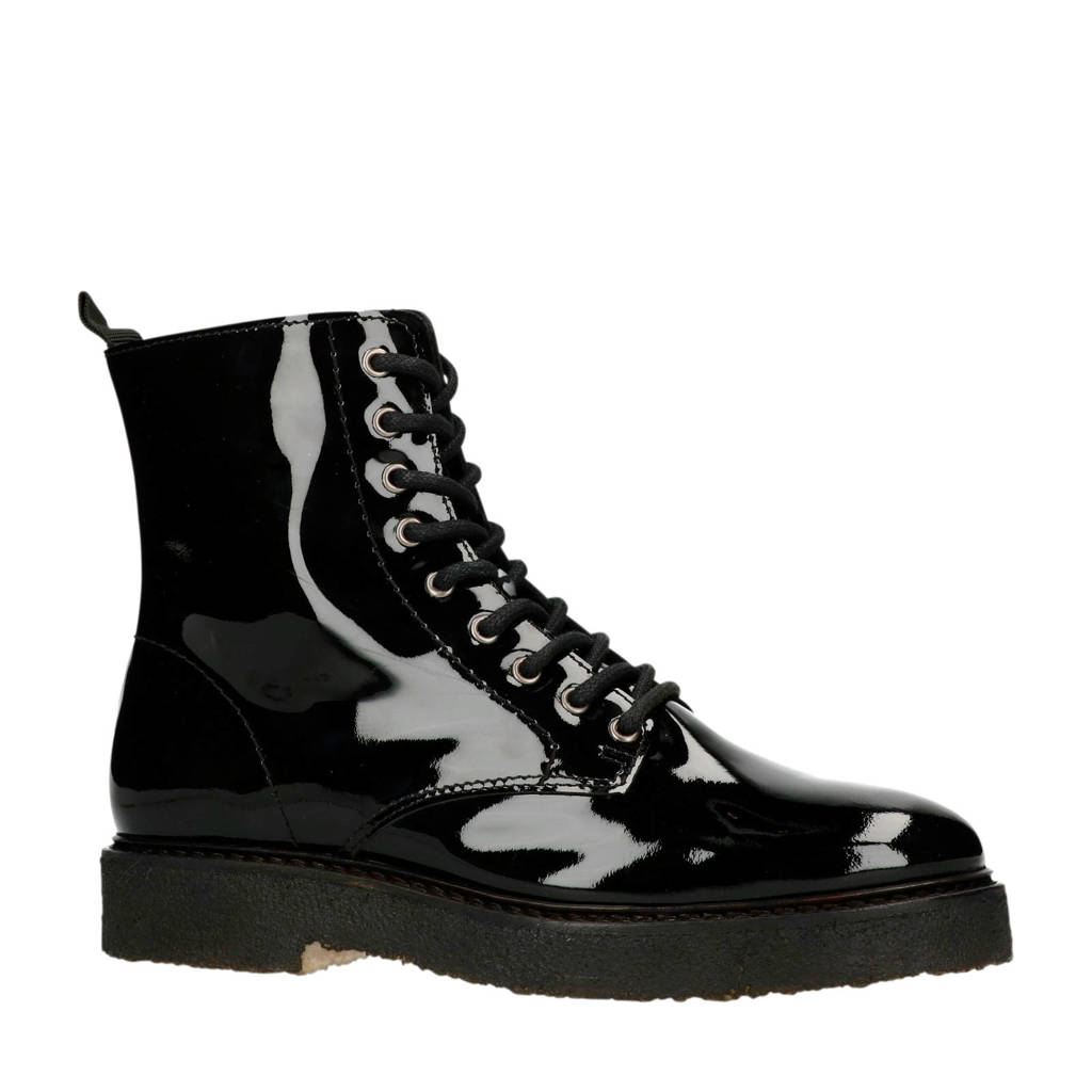 zwart Leren Lak Sacha Bikerboots Zwart naIxT