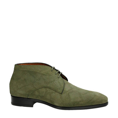 Greve Suede Veterschoenen Met Reptielprint Groen greve kopen in de aanbieding