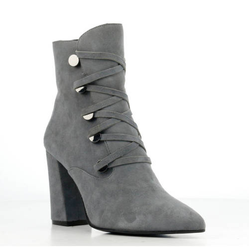 Mace Suede Enkellaars Met Blokhak Grijs mace kopen in de aanbieding Mace Suede Enkellaars Met Blokhak Grijs mace kopen in de aanbieding