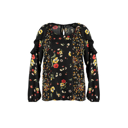 Ms Mode Top Met All Over Bloemenprint Zwart ms mode kopen in de aanbieding