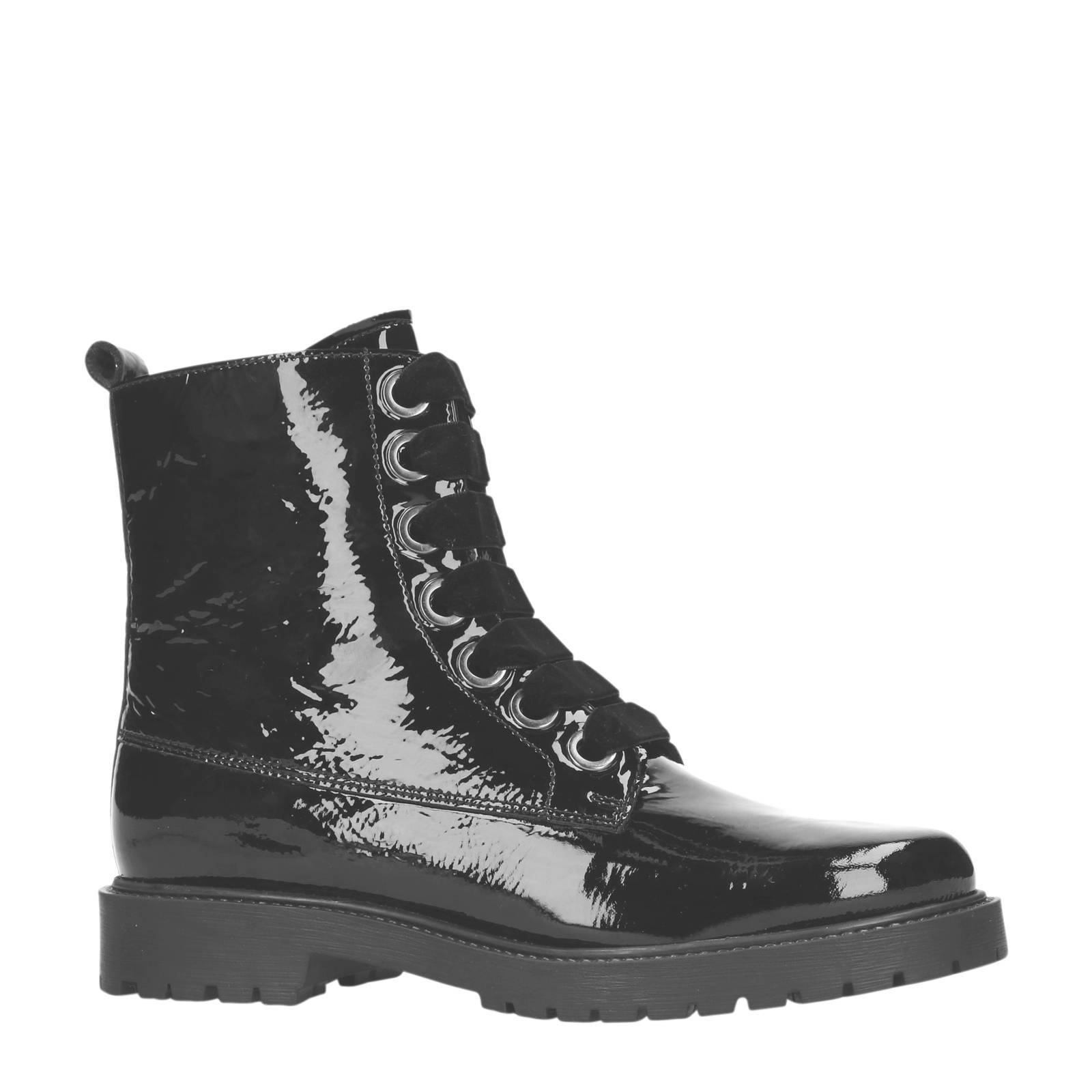 Sacha lak leren bikerboots zwart | wehkamp