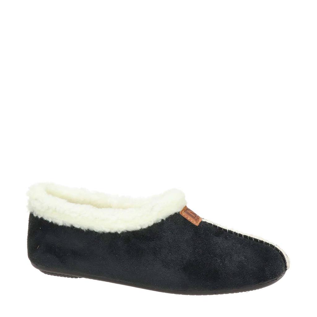 Zwarte dames Nelson Home pantoffels van textiel/teddy