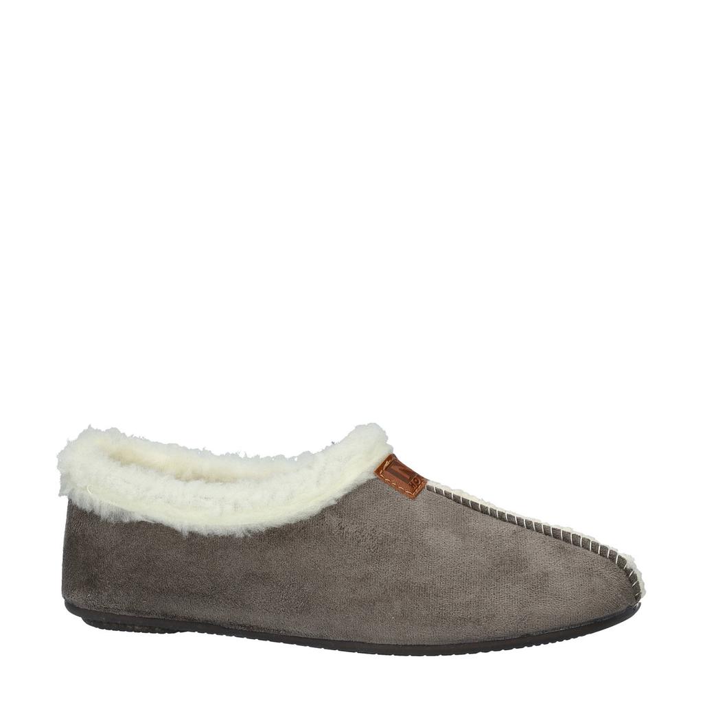 Grijze dames Nelson Home pantoffels van textiel/teddy