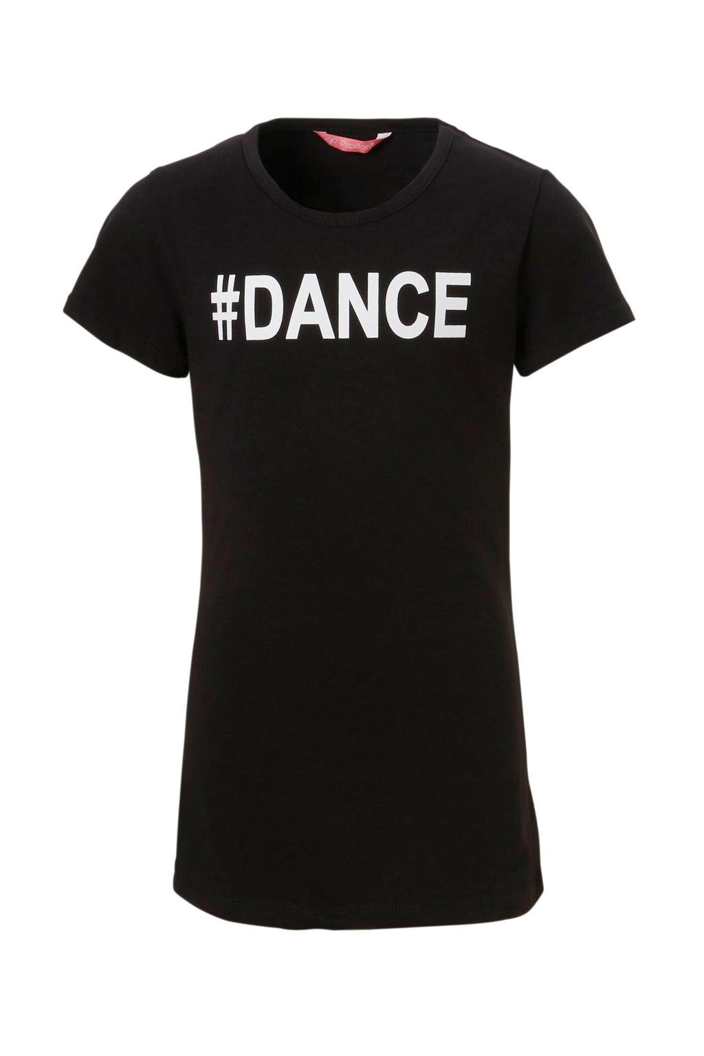 Zwarte meisjes Papillon sport T-shirt van katoen met korte mouwen en ronde hals