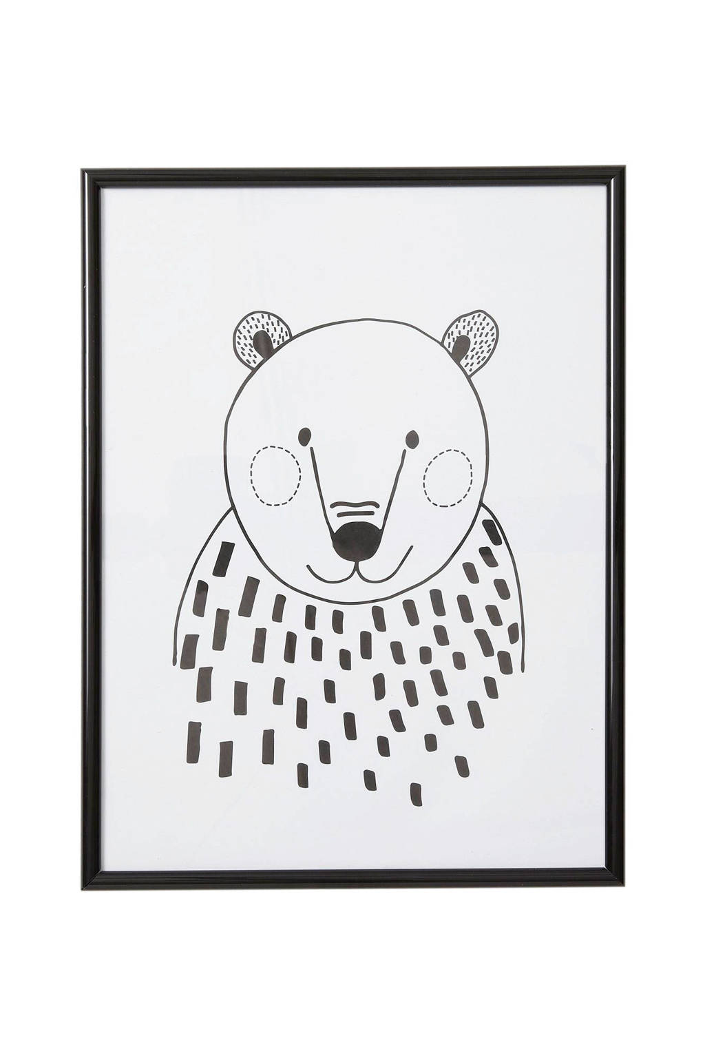 wehkamp beasty poster in lijst Beer (30x40 cm), Wit/zwart