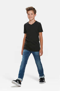 Zwarte jongens WE Fashion T-shirt Basics van katoen met korte mouwen en V-hals
