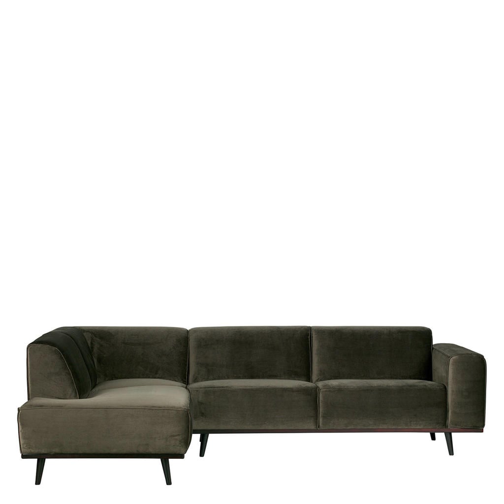 WOOOD velours hoekbank Statement hoek links - warm groen