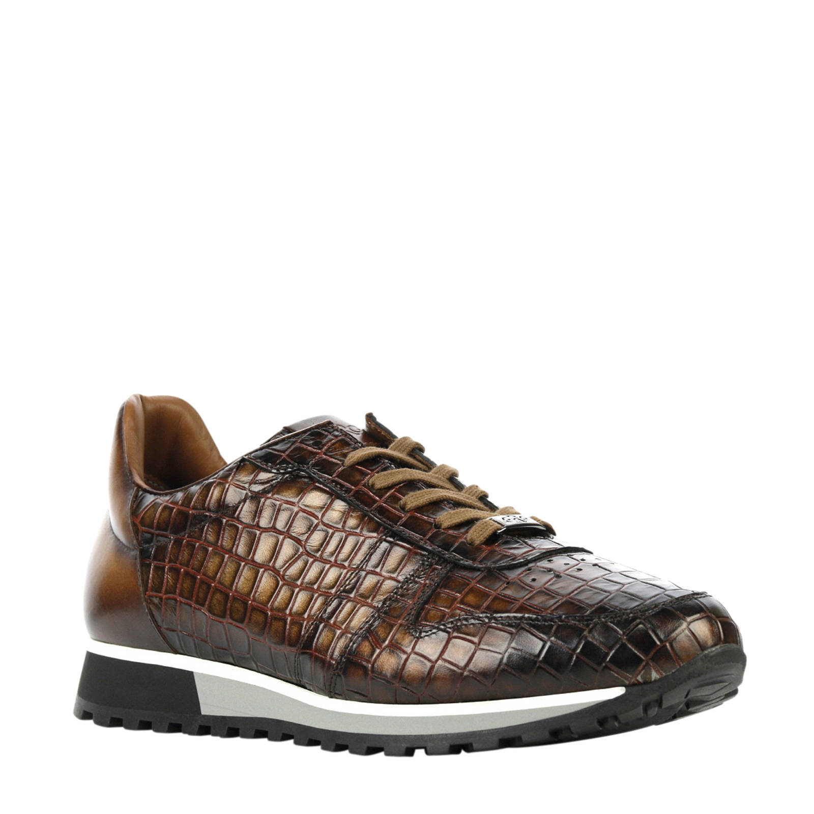 Giorgio 1958 leren sneakers met krokoprint bruin | wehkamp