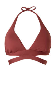 Mix & Match halter bikinitop gevoerd wijnrood