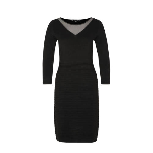 Comma A Lijn Jurk Met Ribbelrok Zwart comma kopen in de aanbieding