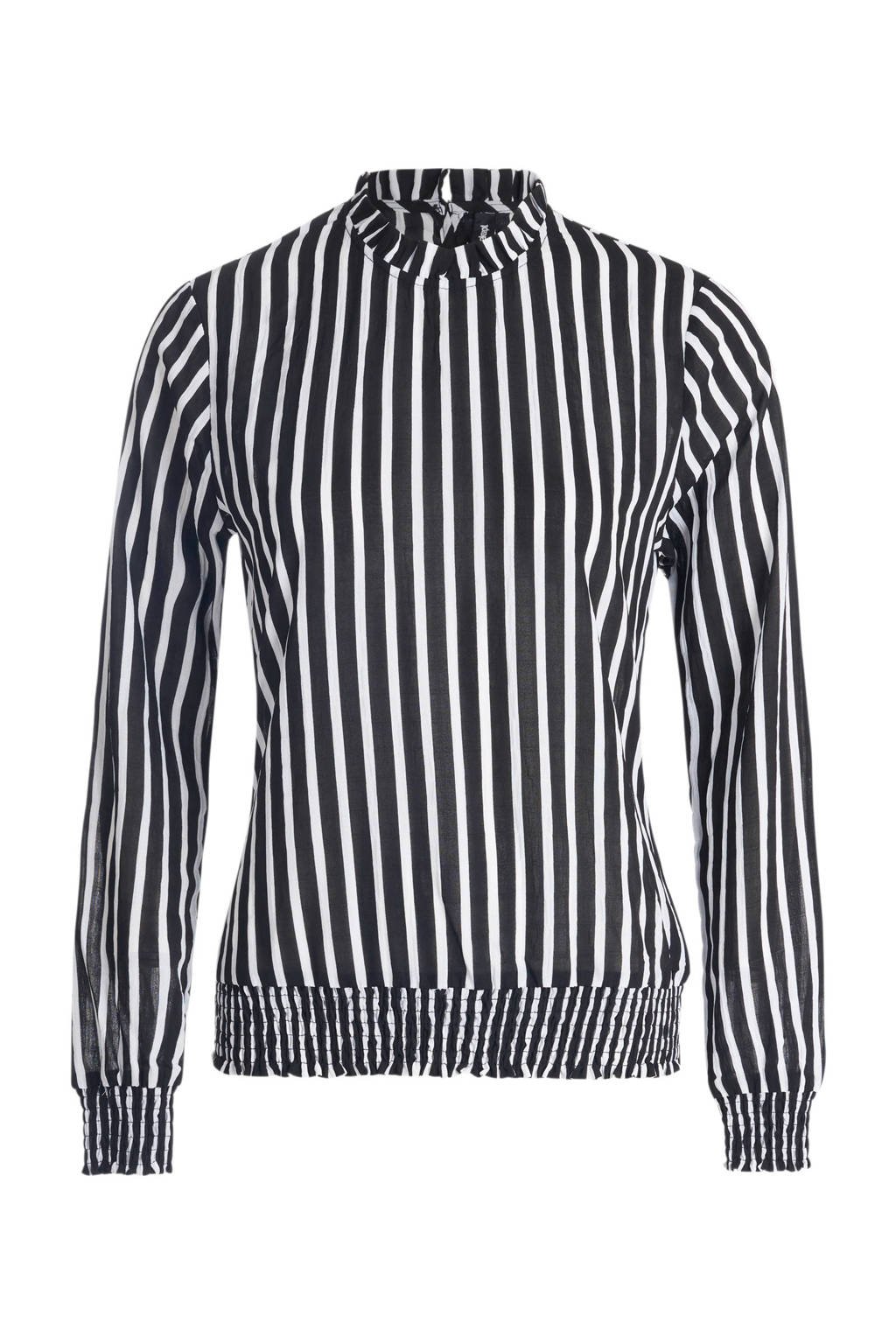 Eksept maggy blouse met een all over streepdessin, Zwart/wit