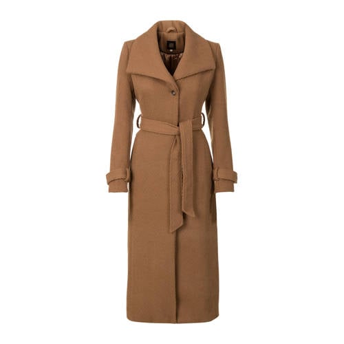 Promiss Trenchcoat Met Wol Bruin promiss kopen in de aanbieding