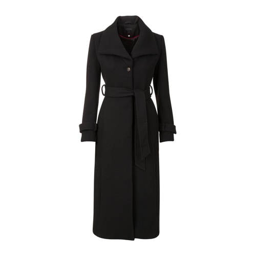 Promiss Trenchcoat Met Wol Zwart promiss kopen in de aanbieding