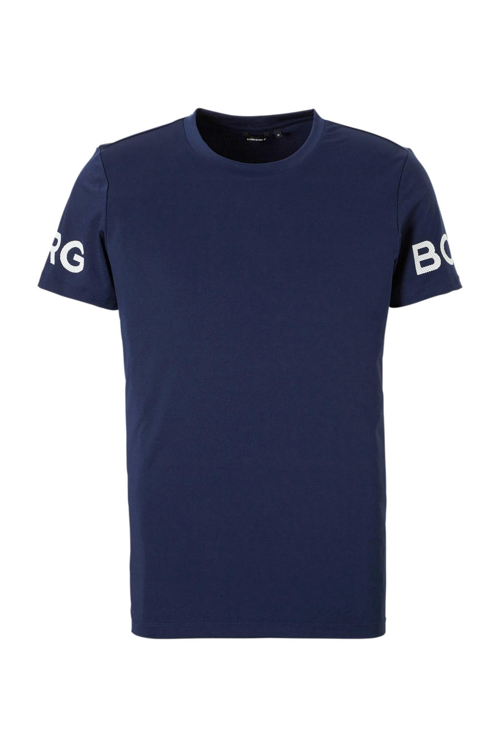 Marineblauwe heren Björn Borg sport T-shirt van gerecycled polyester met korte mouwen en ronde hals