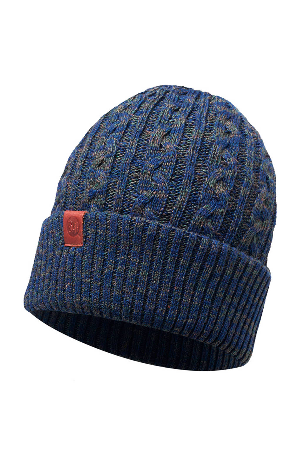 Buff muts omslag blauw/geel melange, Braidy Moss