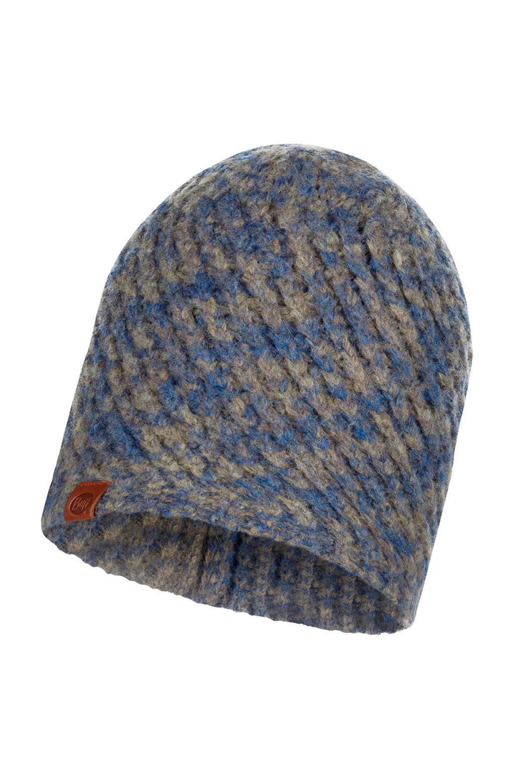 Buff muts blauw/geel melange, Blauw/geel melange