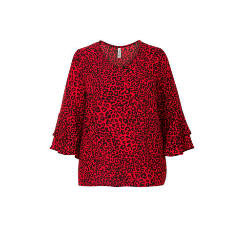 Miss Etam Plus Top Met Panterprint Rood miss etam kopen in de aanbieding