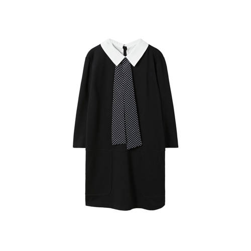 Violeta by Mango jurk met afneembare blousekraag zwart Violeta by Mango jurk met afneembare blousekraag zwart