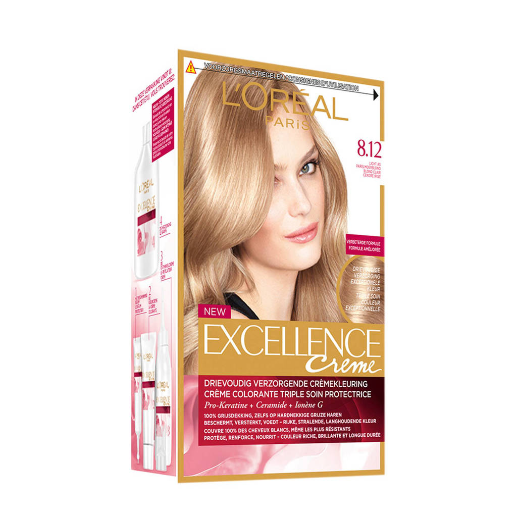 Geldschieter zien getuige L'Oréal Paris Excellence Crème haarkleuring - 8.12 Licht parelmoer blond |  wehkamp