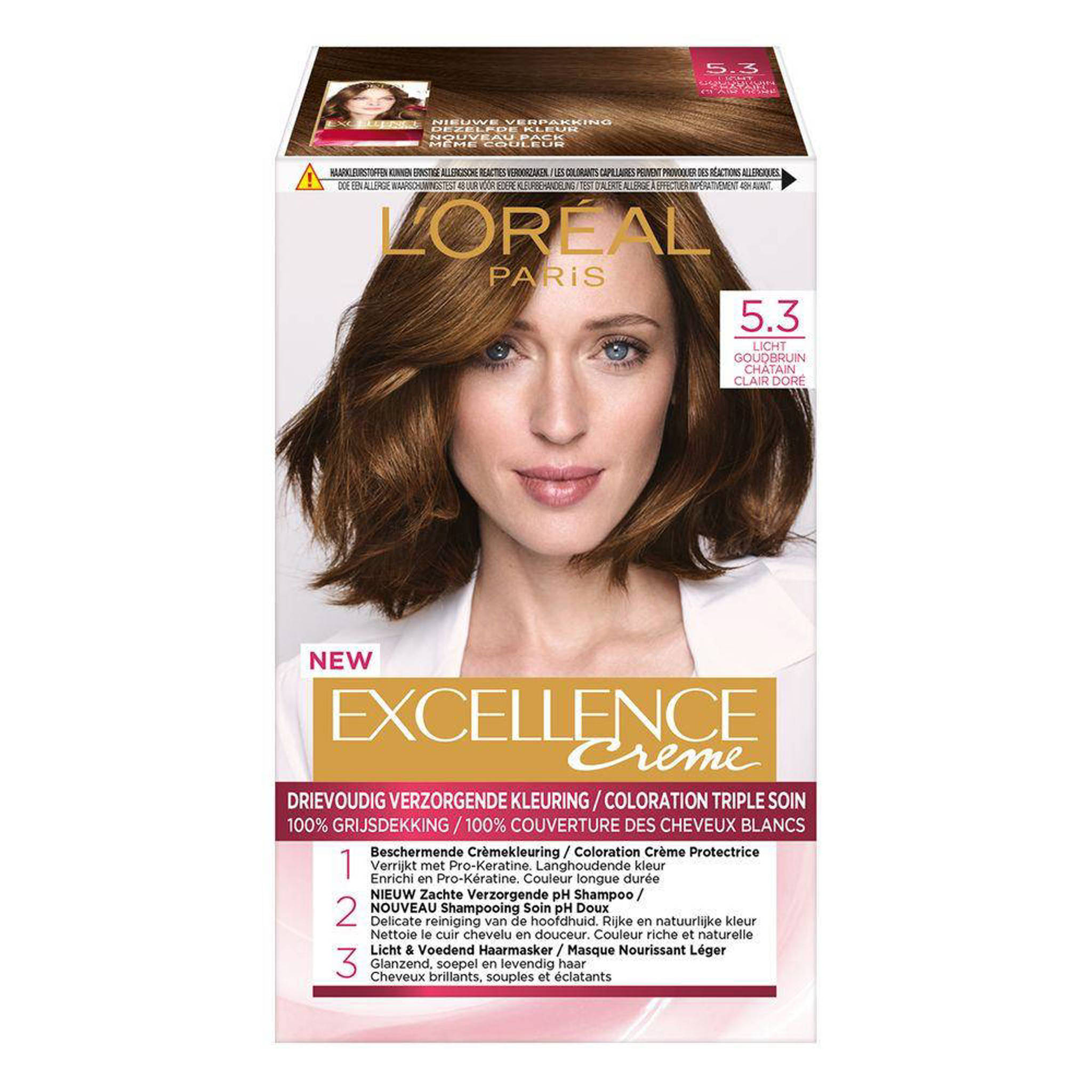 over het algemeen Centrum Nauw L'Oréal Paris Excellence Crème haarkleuring - 5.3 Licht Goudbruin | wehkamp