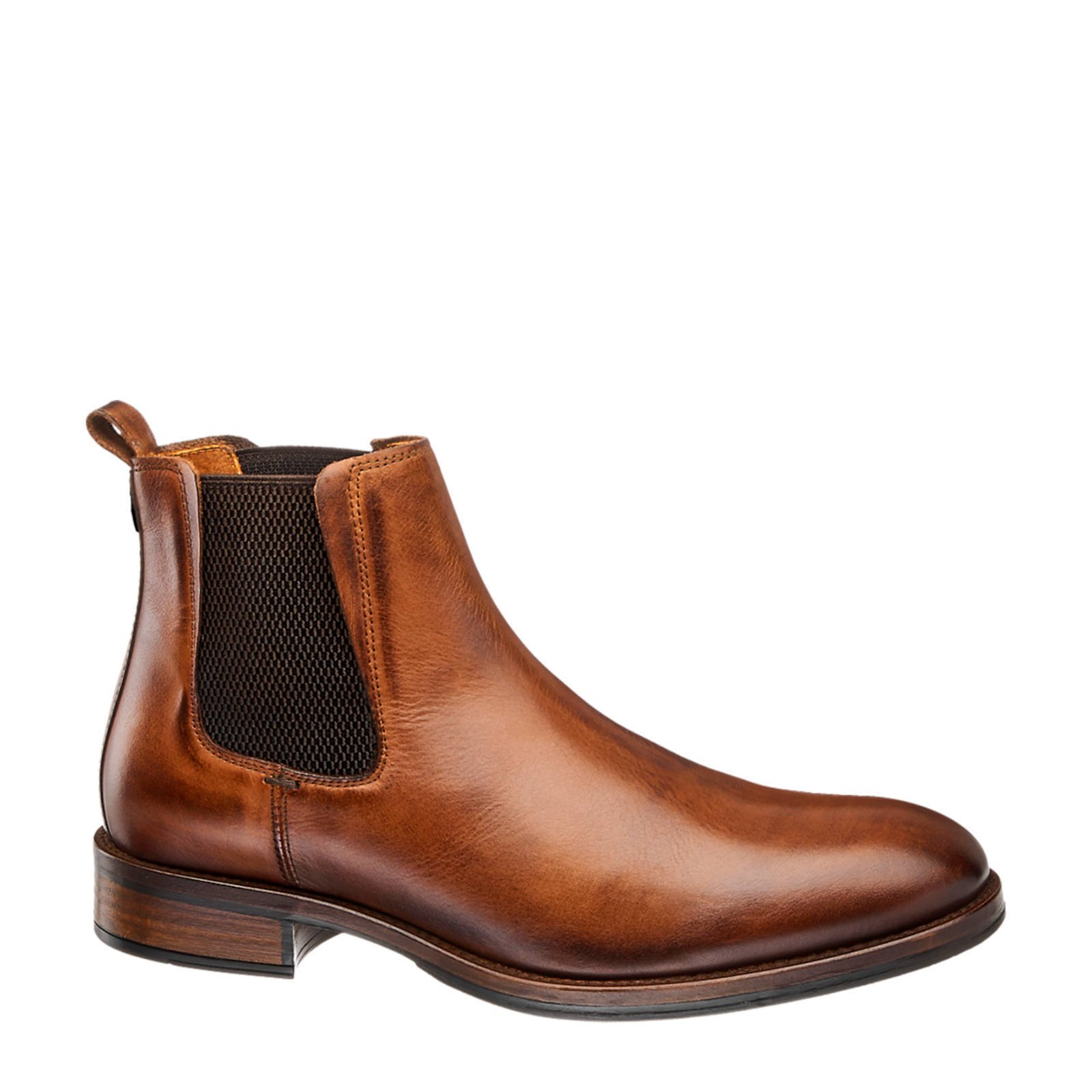 vanHaren AM SHOE leren chelsea boots cognac wehkamp