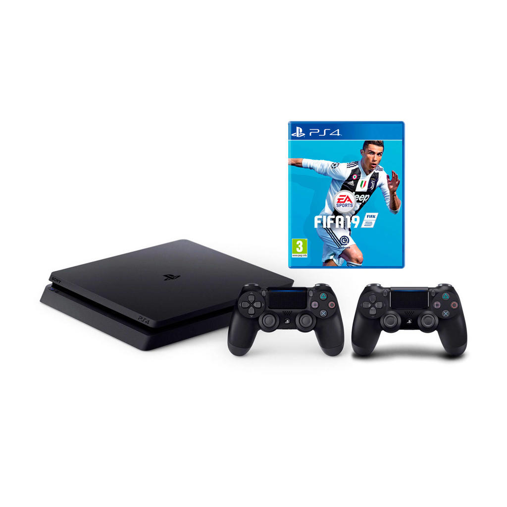 Sony PlayStation 4 Slim 1TB + 2 controllers + FIFA 19