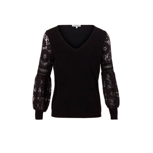 Morgan Trui Met Kant En Studs Zwart morgan kopen in de aanbieding