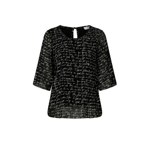 Paprika Blouse Met All Over Print Zwart paprika kopen in de aanbieding