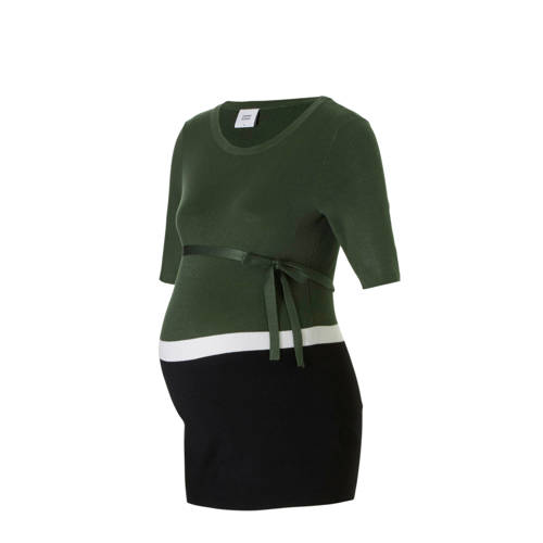 Mamalicious Mama Licious Fijngebreide Zwangerschapstop Groenzwart mamalicious kopen in de aanbieding