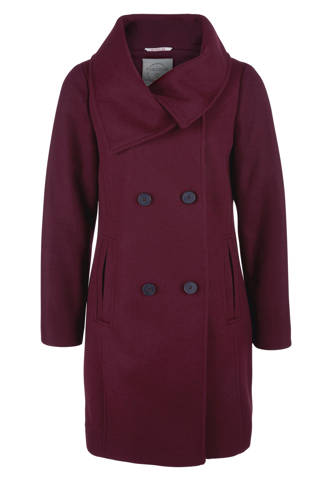 coat met wol aubergine