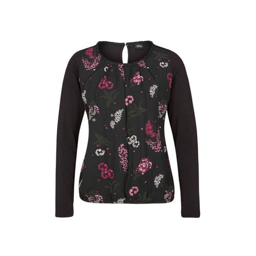 Soliver Black Label Gebloemde Top Zwart soliver black label kopen in de aanbieding