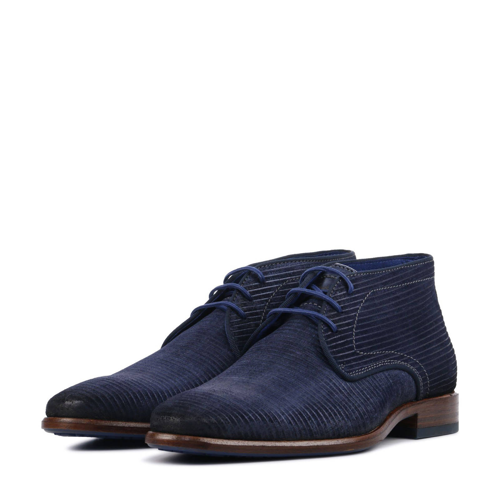 Braend suède veterschoenen donkerblauw | wehkamp