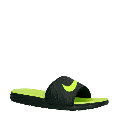 Nike Slippers Benassi Solarsoft Zwartgeel nike kopen in de aanbieding