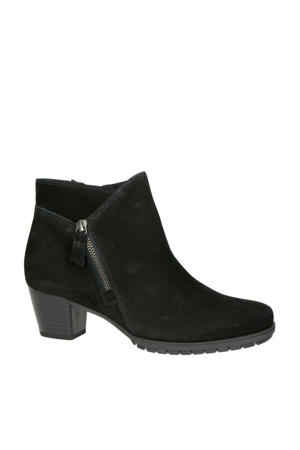 nubuck leren enkellaarzen zwart